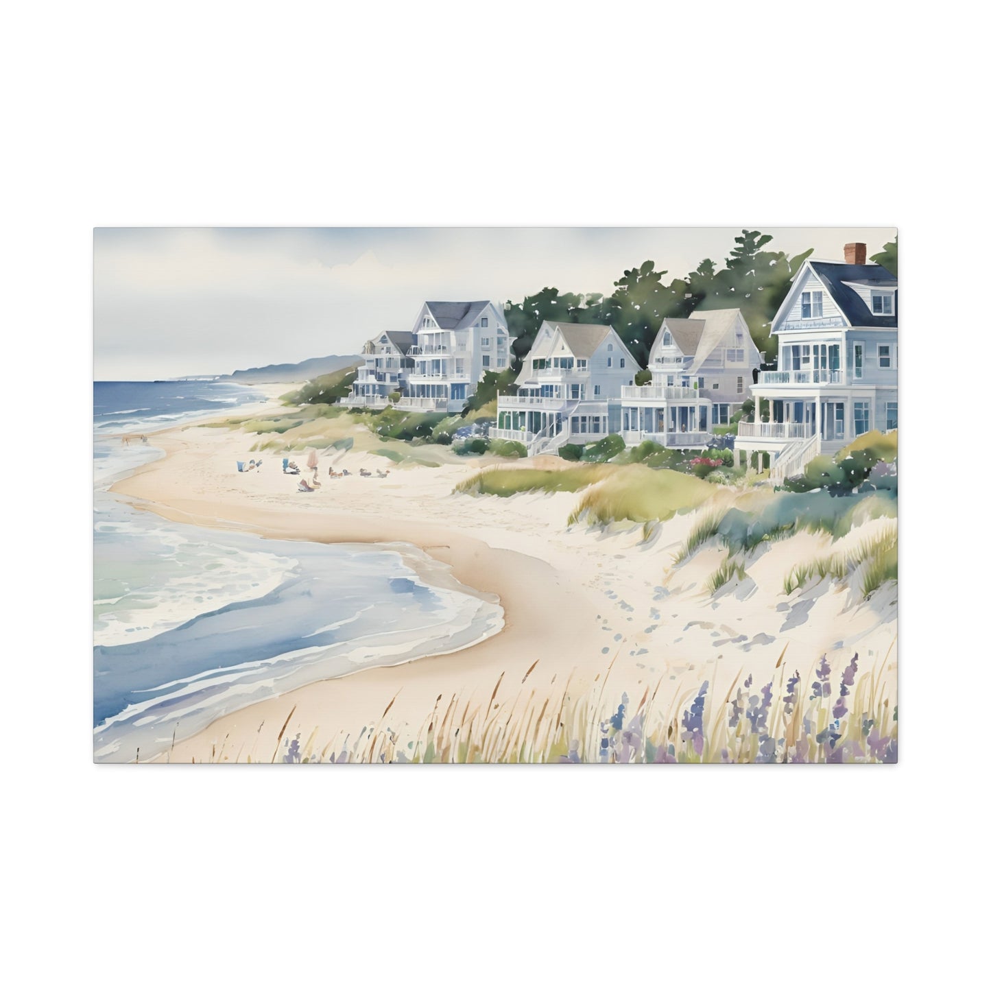 Hamptons Oceanfront Vibe, Watercolor Painting, 1 of many