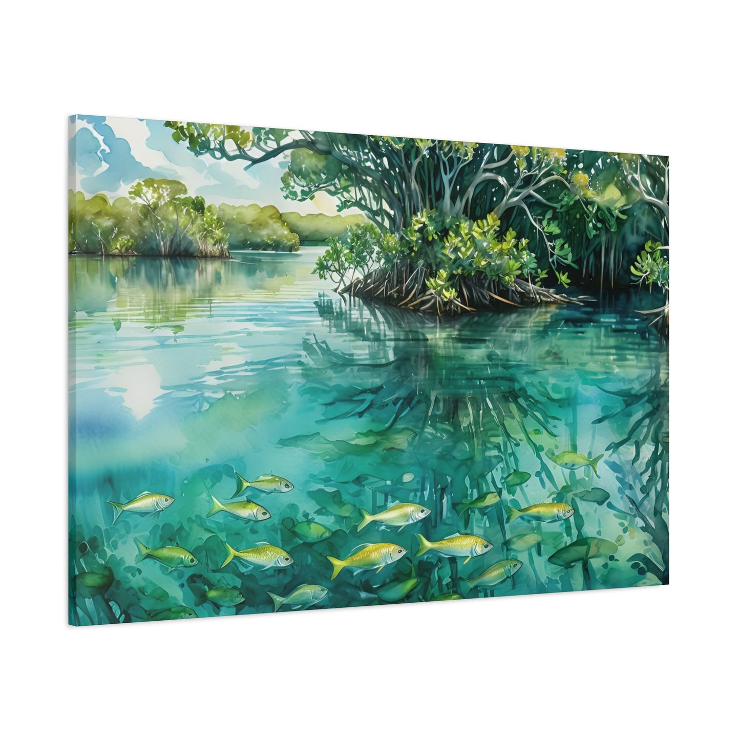 Florida Bay Vibe, Watercolor Canvas Painting, 2 of many