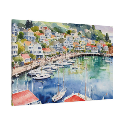 Sausalito California Coastal Vibe, Canvas Painting, 2 of many