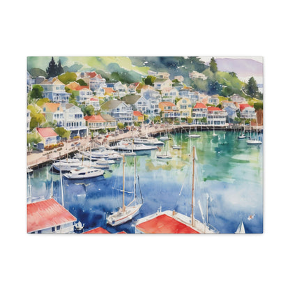 Sausalito California Coastal Vibe, Canvas Painting, 2 of many