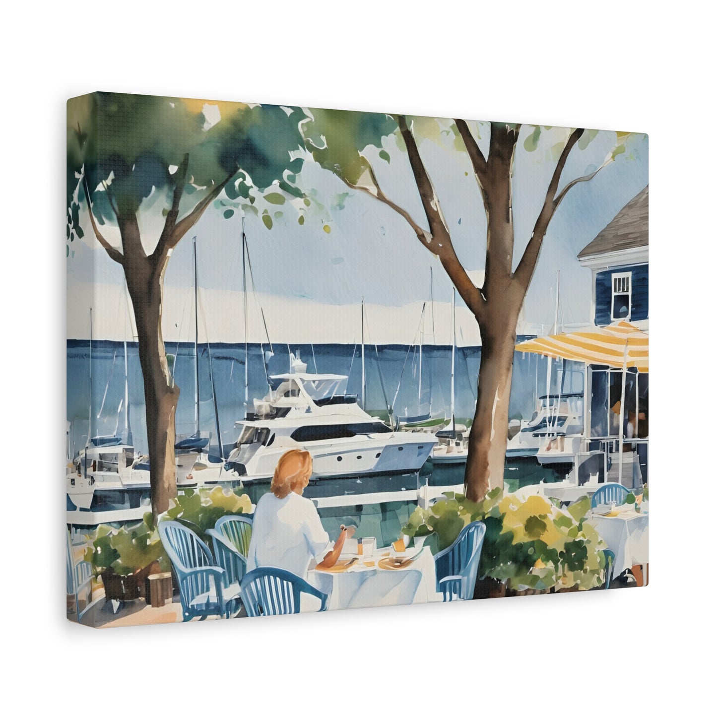 Hamptons Waterfront, Hamptons Watercolor Painting, 3 of many