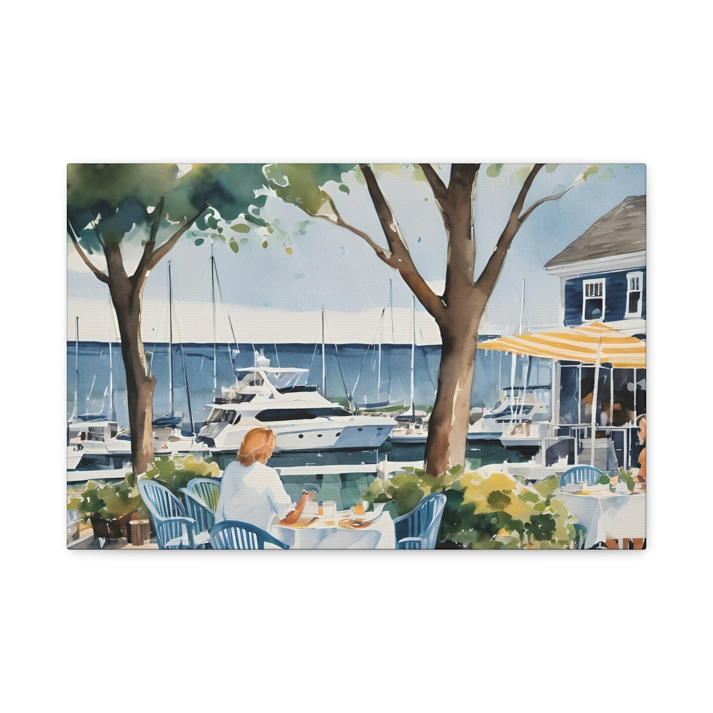 Hamptons Waterfront, Hamptons Watercolor Painting, 3 of many