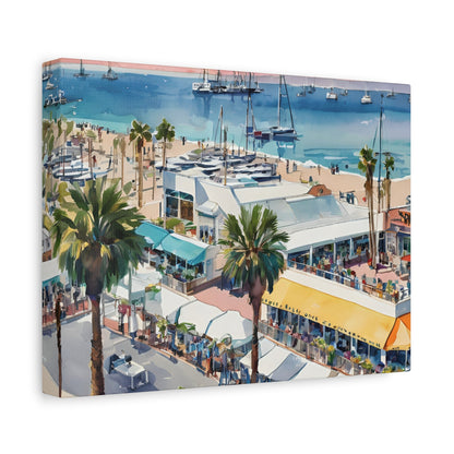 Santa Monica Waterfront, Watercolor Canvas Painting, 1 of many