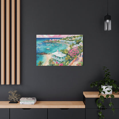 Bermuda Coastal Vibe, Watercolor Canvas Painting, 14 of many