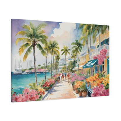 Bermuda Coastal Vibe, Watercolor Canvas Painting, 15 of many