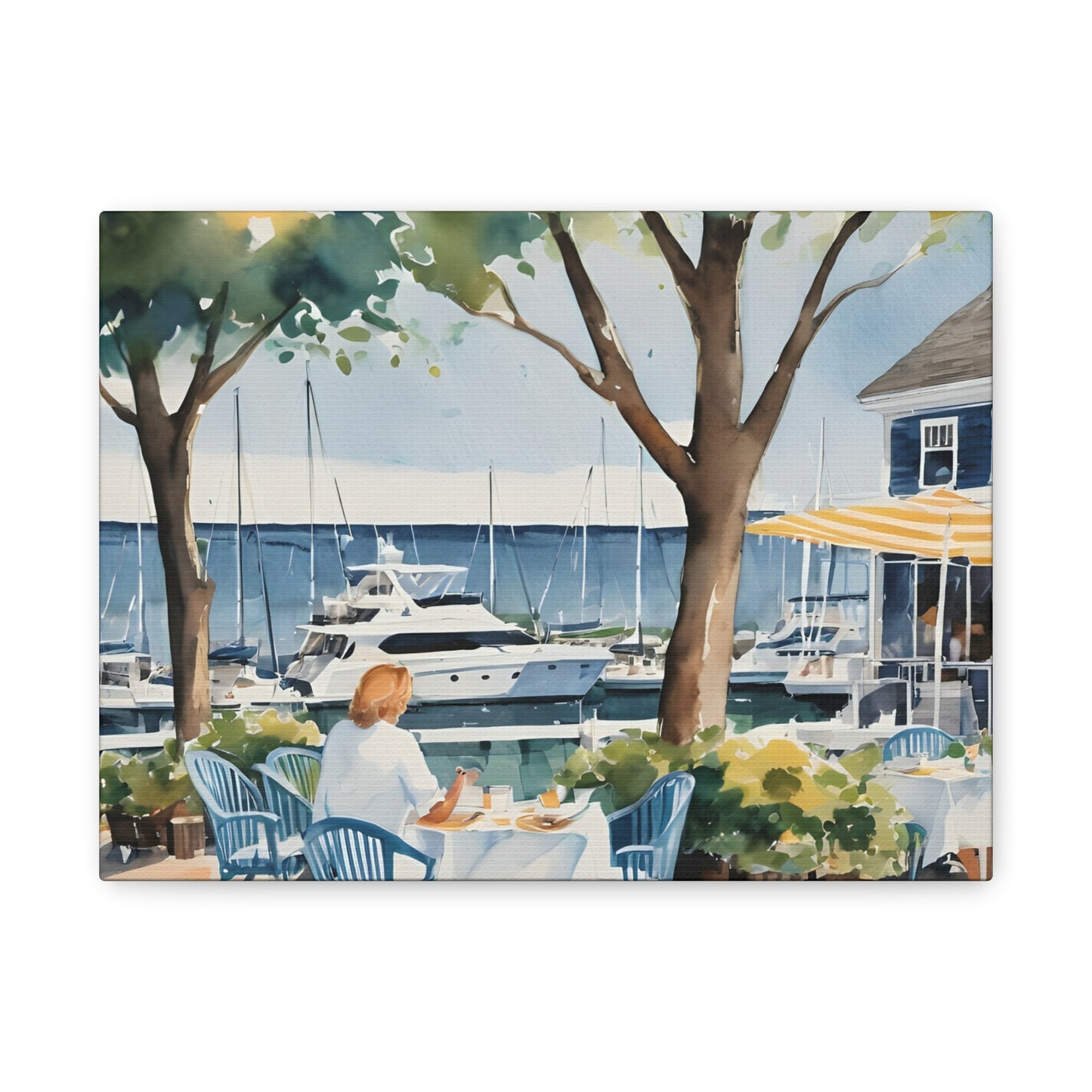 Hamptons Waterfront, Hamptons Watercolor Painting, 3 of many