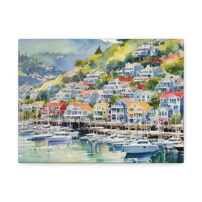 Sausalito California Coastal Vibe, Canvas Painting, 3 of many