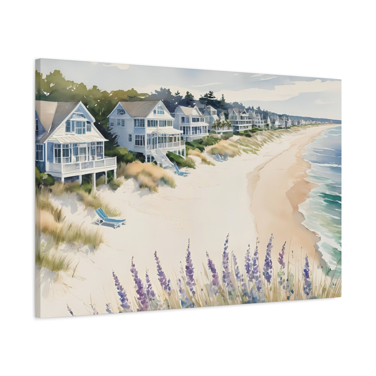 Hamptons Oceanfront Vibe, Watercolor Painting, 5 of many