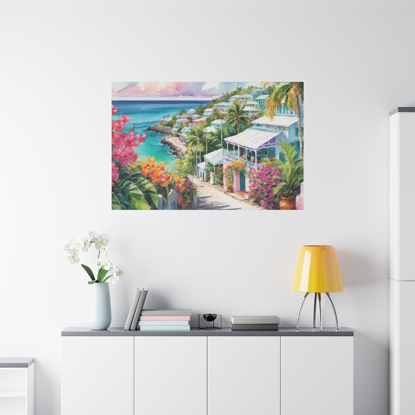 Bermuda Coastal Vibe, Watercolor Canvas Painting, 12 of many