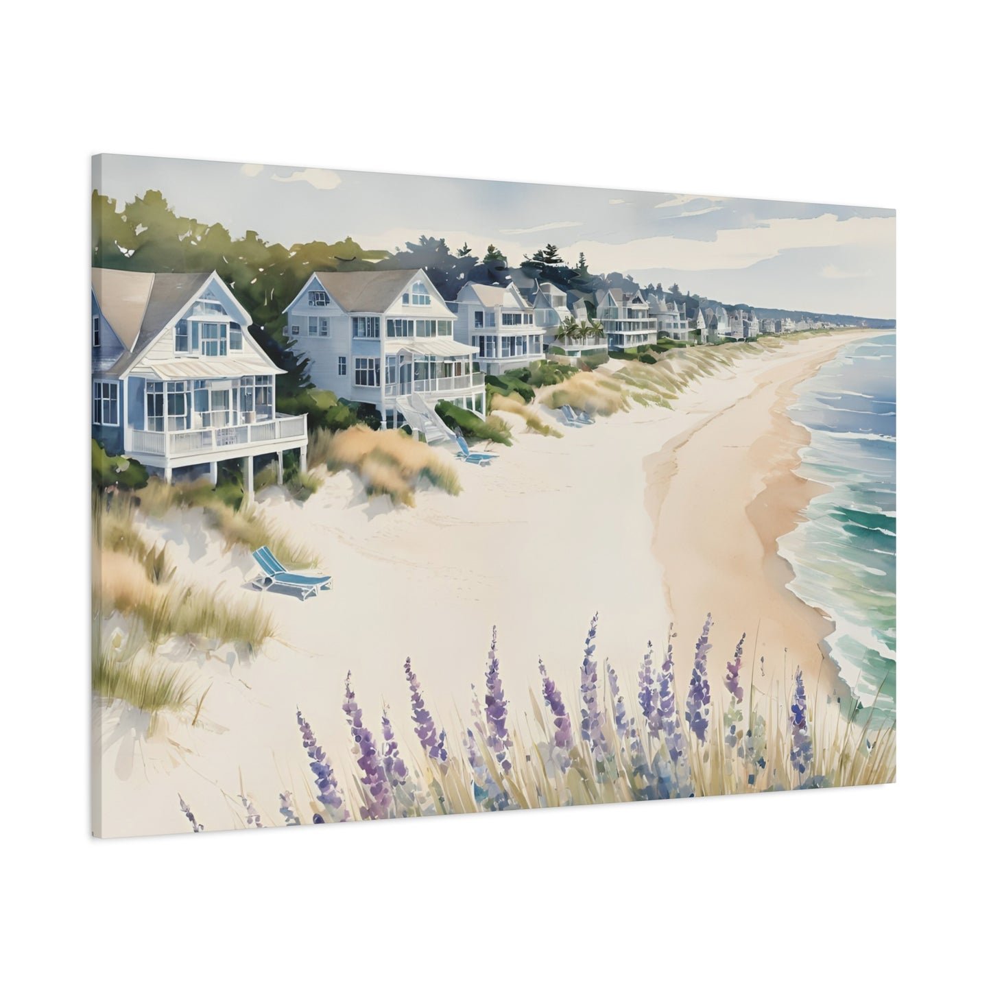 Hamptons Oceanfront Vibe, Watercolor Painting, 5 of many