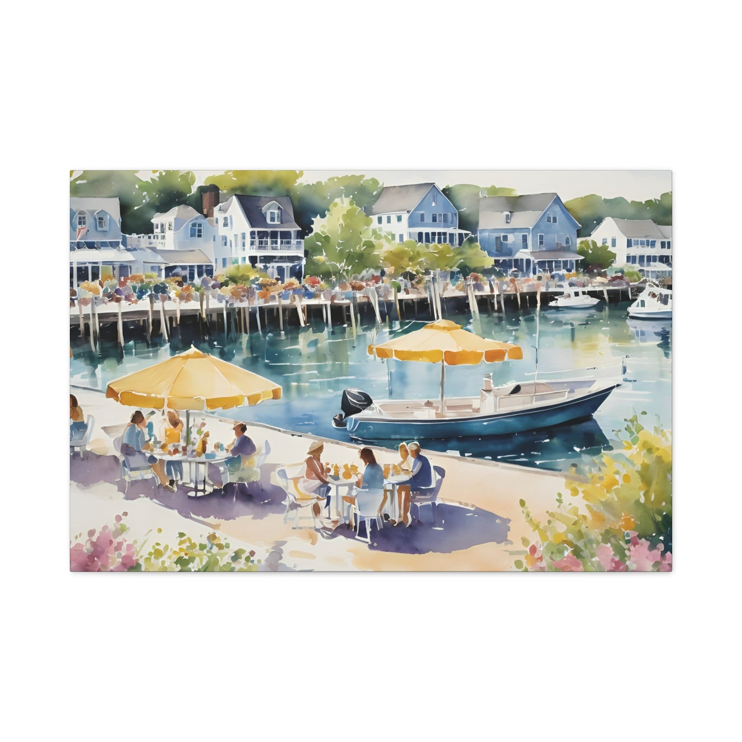 Hamptons Waterfront, Hamptons Watercolor Painting, 2 of many