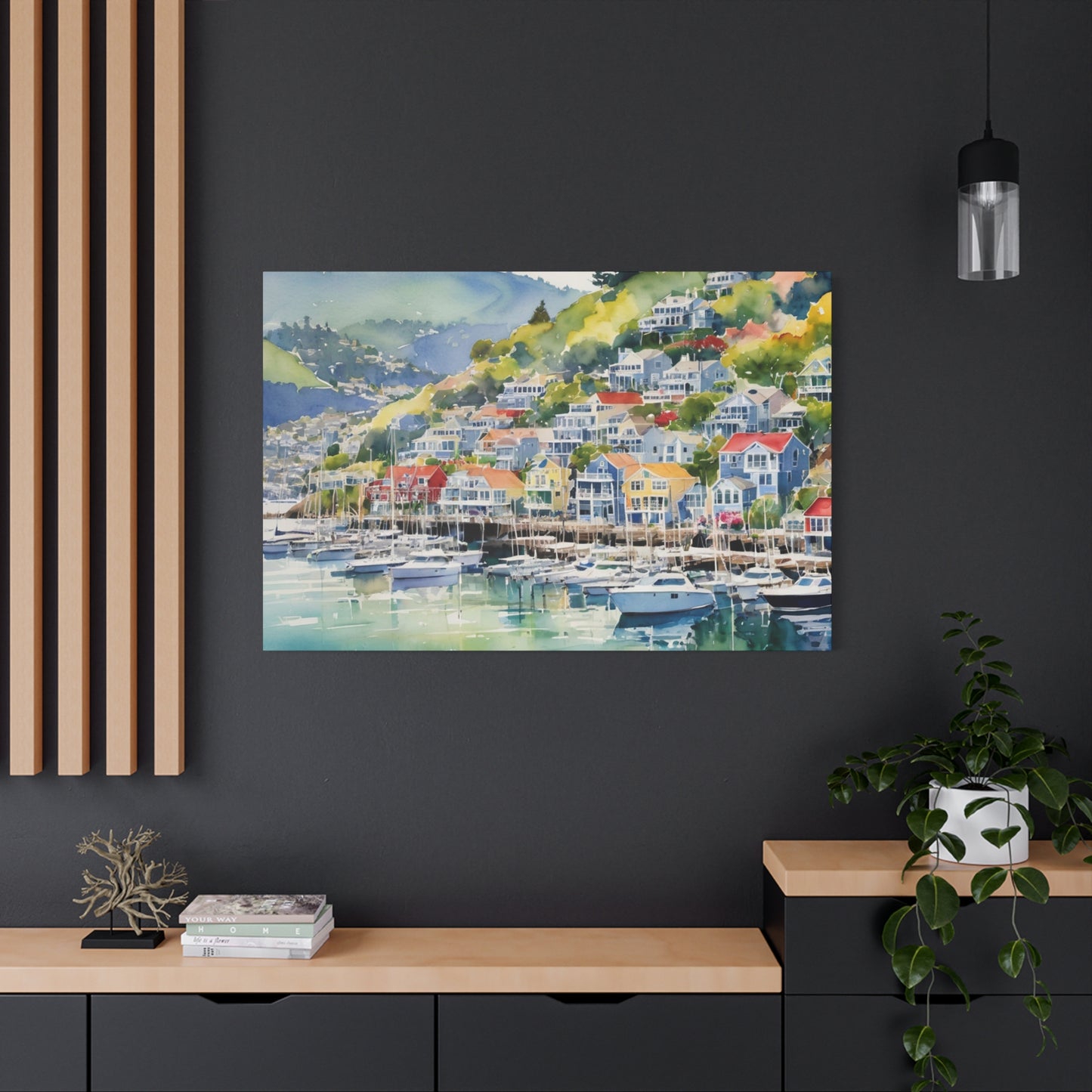 Sausalito California Coastal Vibe, Canvas Painting, 3 of many