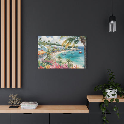 Bermuda Coastal Vibe, Watercolor Canvas Painting, 10 of many