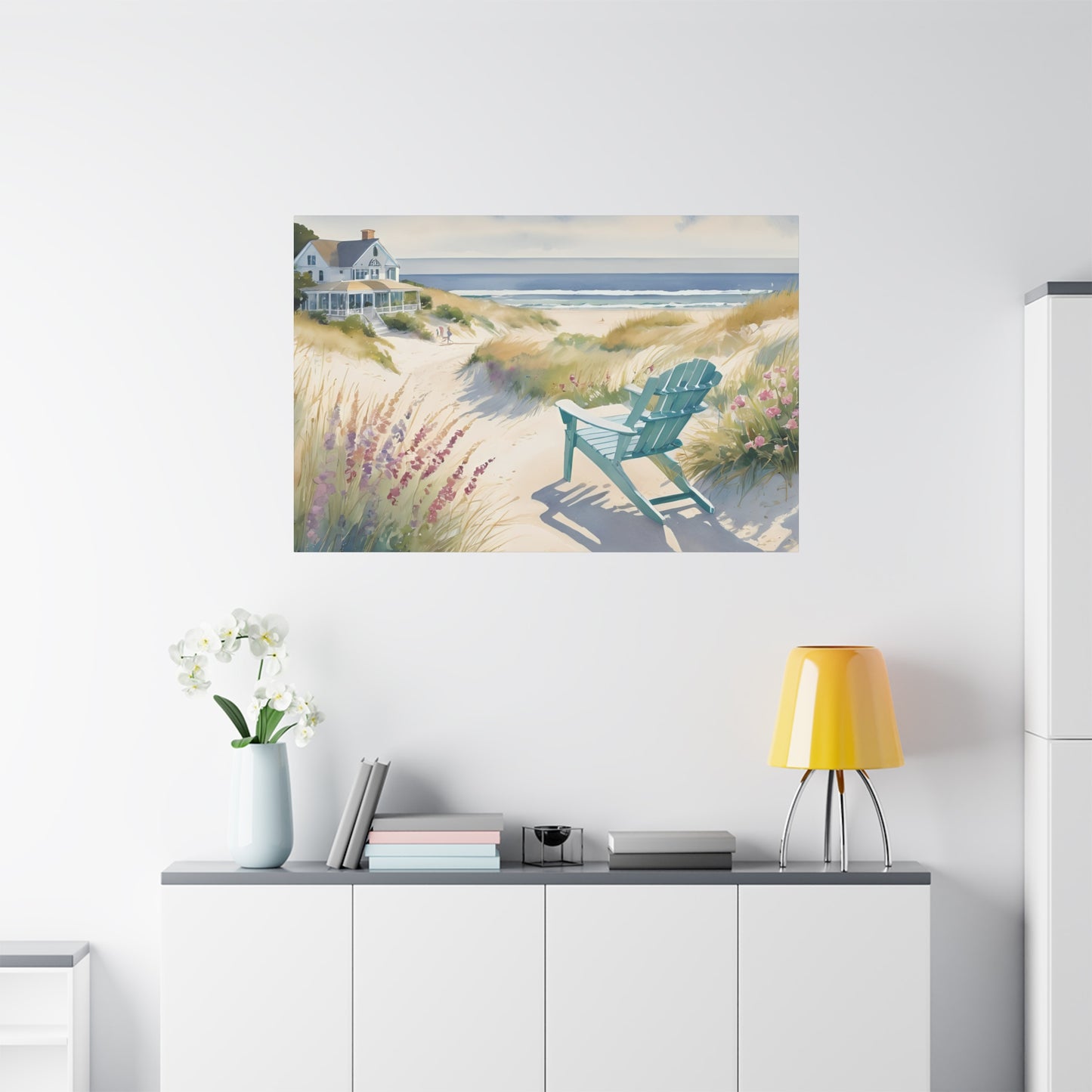 Hamptons Oceanfront Vibe, Watercolor Painting, 11 of many