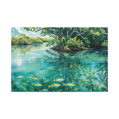 Florida Bay Vibe, Watercolor Canvas Painting, 2 of many