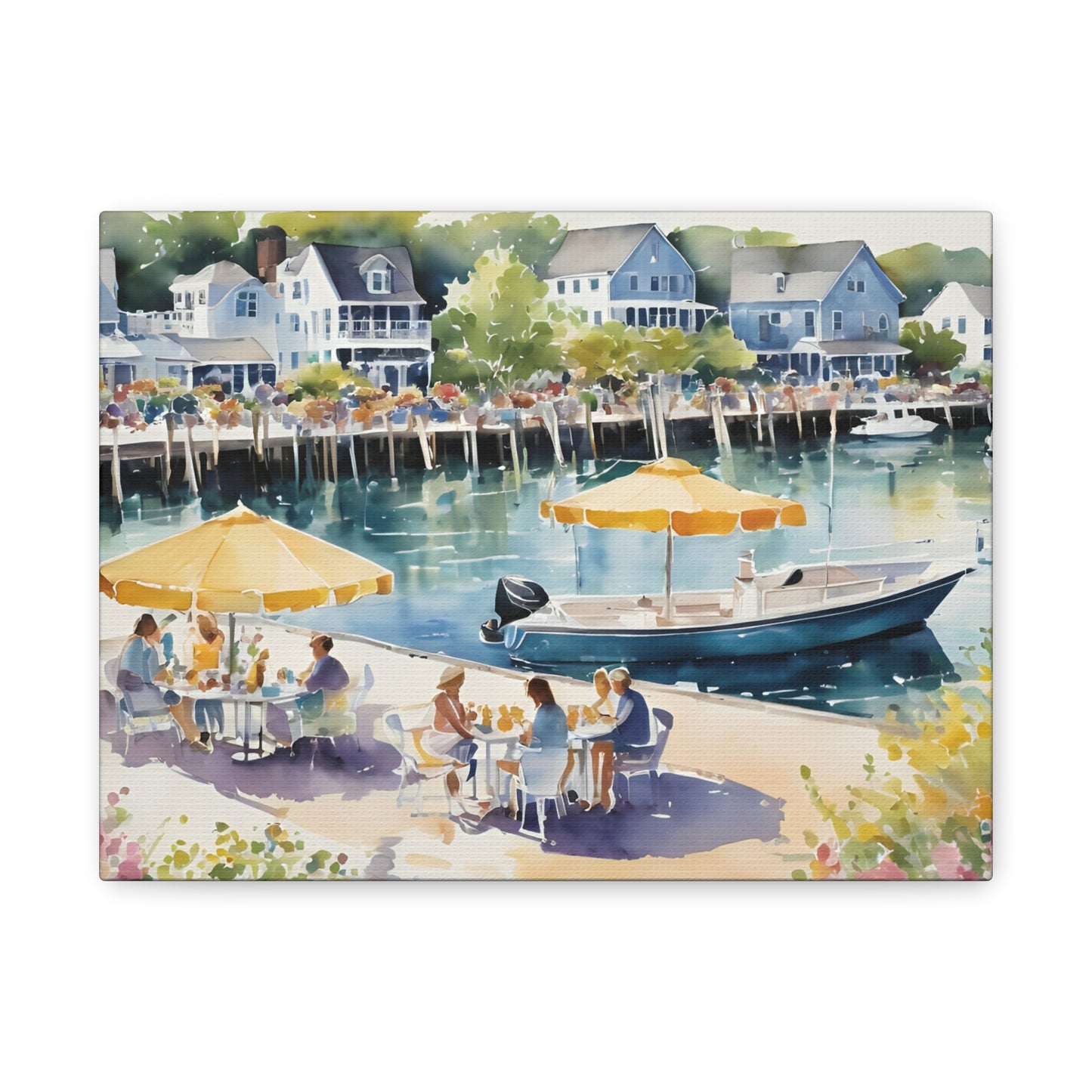 Hamptons Waterfront, Hamptons Watercolor Painting, 2 of many