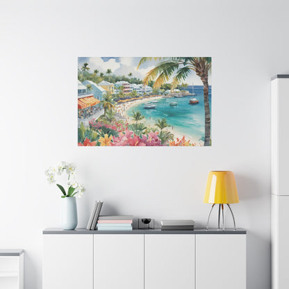 Bermuda Coastal Vibe, Watercolor Canvas Painting, 10 of many