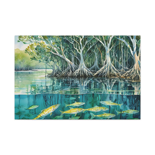 Florida Bay Vibe, Watercolor Canvas Painting, 3 of many