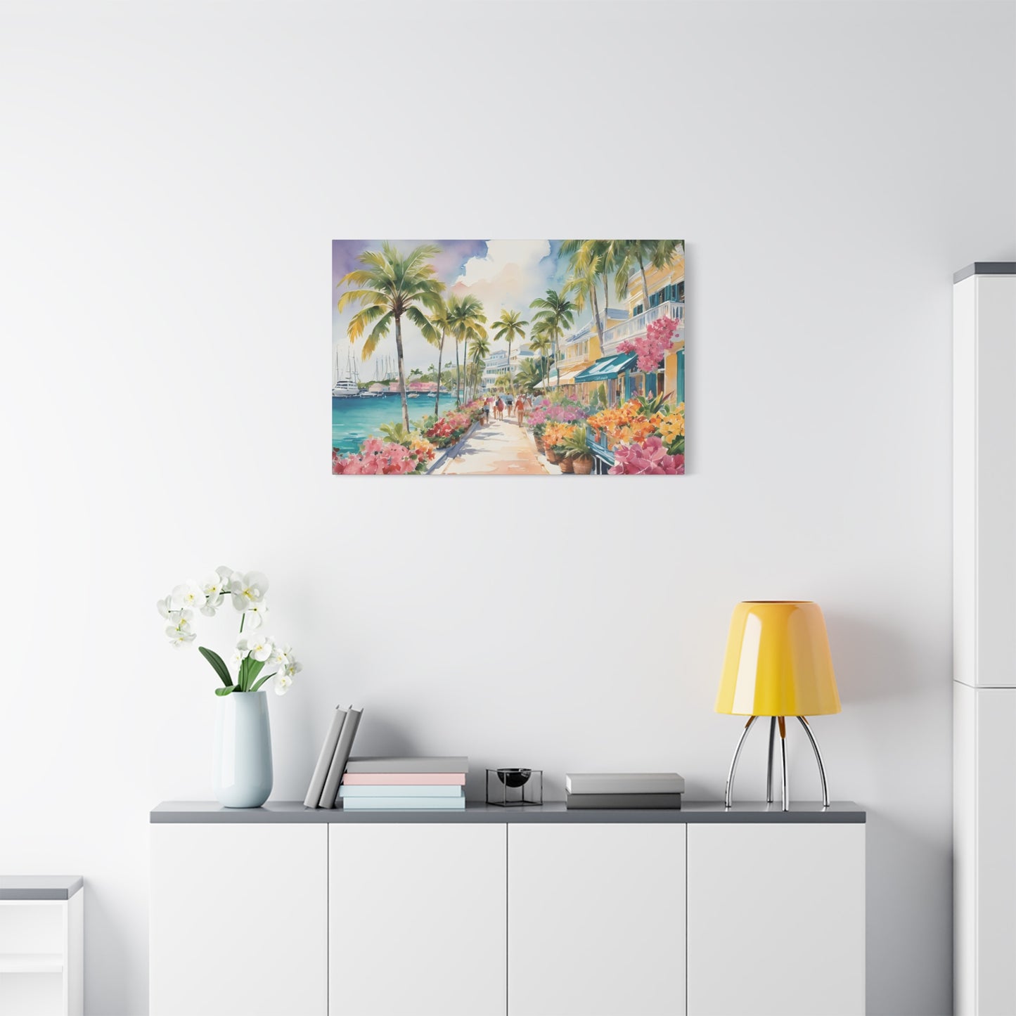 Bermuda Coastal Vibe, Watercolor Canvas Painting, 15 of many
