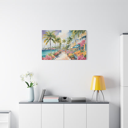 Bermuda Coastal Vibe, Watercolor Canvas Painting, 15 of many