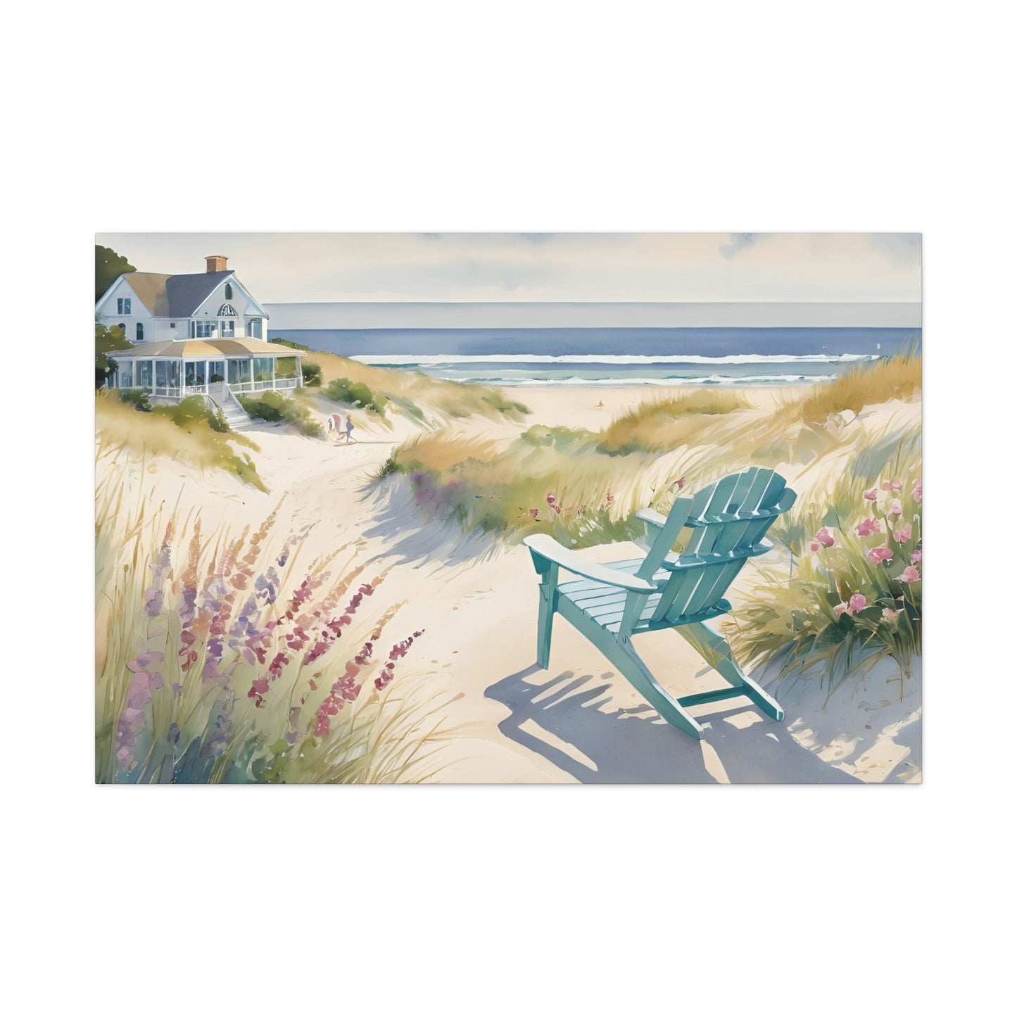 Hamptons Oceanfront Vibe, Watercolor Painting, 11 of many