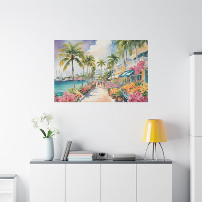 Bermuda Coastal Vibe, Watercolor Canvas Painting, 15 of many