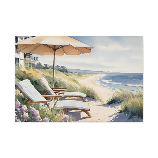 Hamptons Oceanfront Vibe, Watercolor Painting, 8 of many