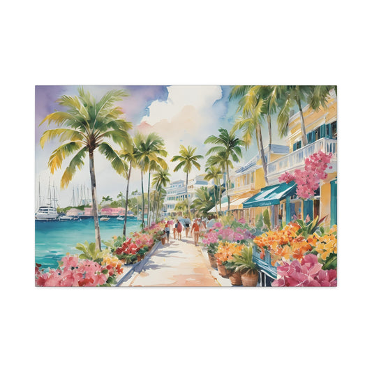 Bermuda Coastal Vibe, Watercolor Canvas Painting, 15 of many