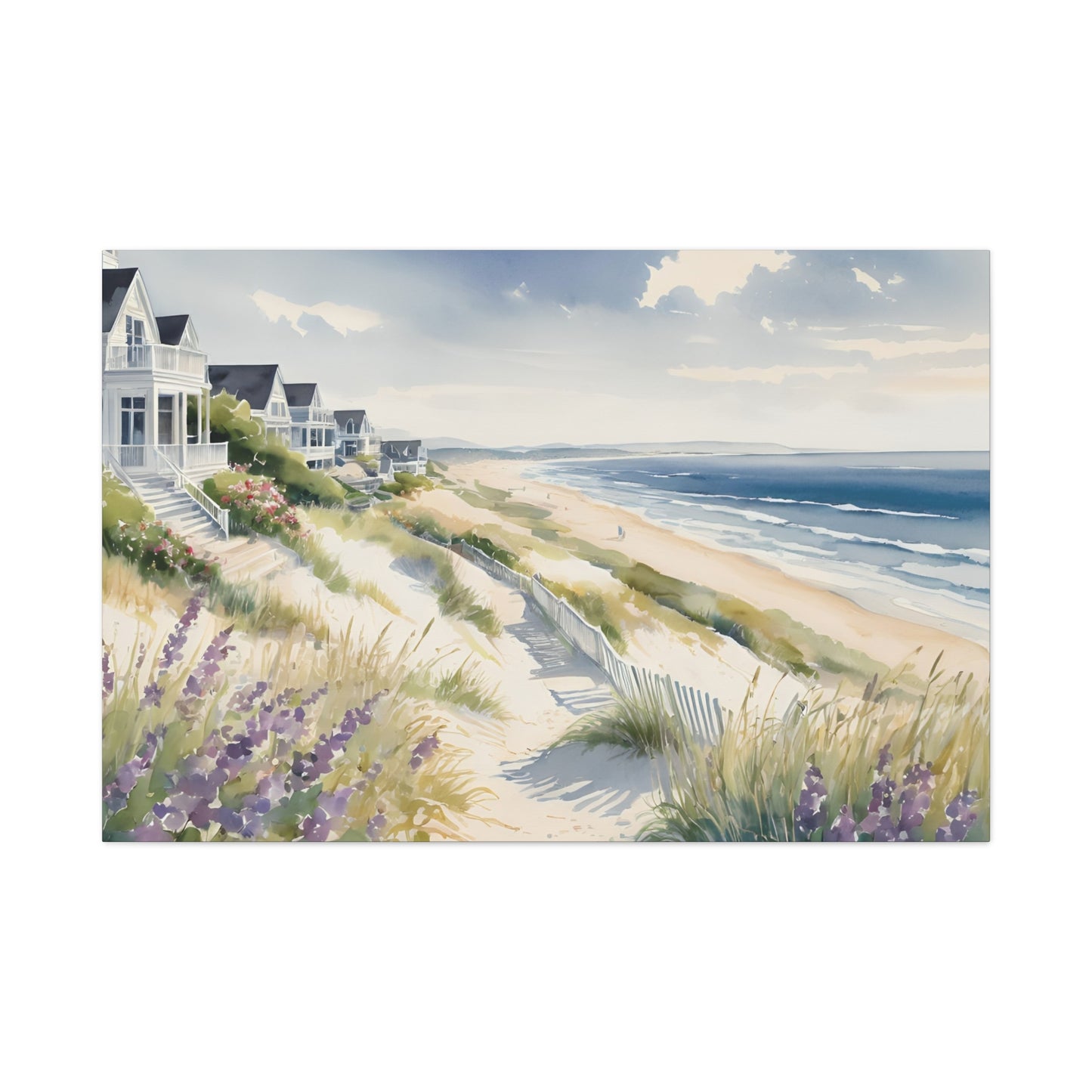 Hamptons Oceanfront Vibe, Watercolor Painting, 17 of many