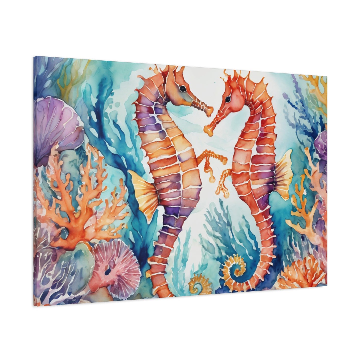 Seahorse Vibe, Watercolor Canvas Painting, 5 of many