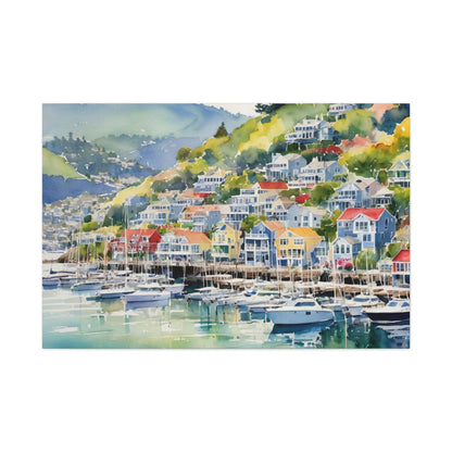 Sausalito California Coastal Vibe, Canvas Painting, 3 of many