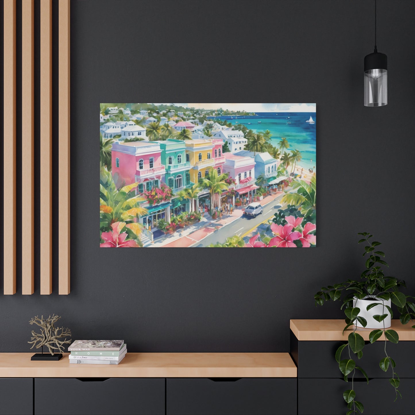 Bermuda Coastal Vibe, Watercolor Canvas Painting, 13 of many