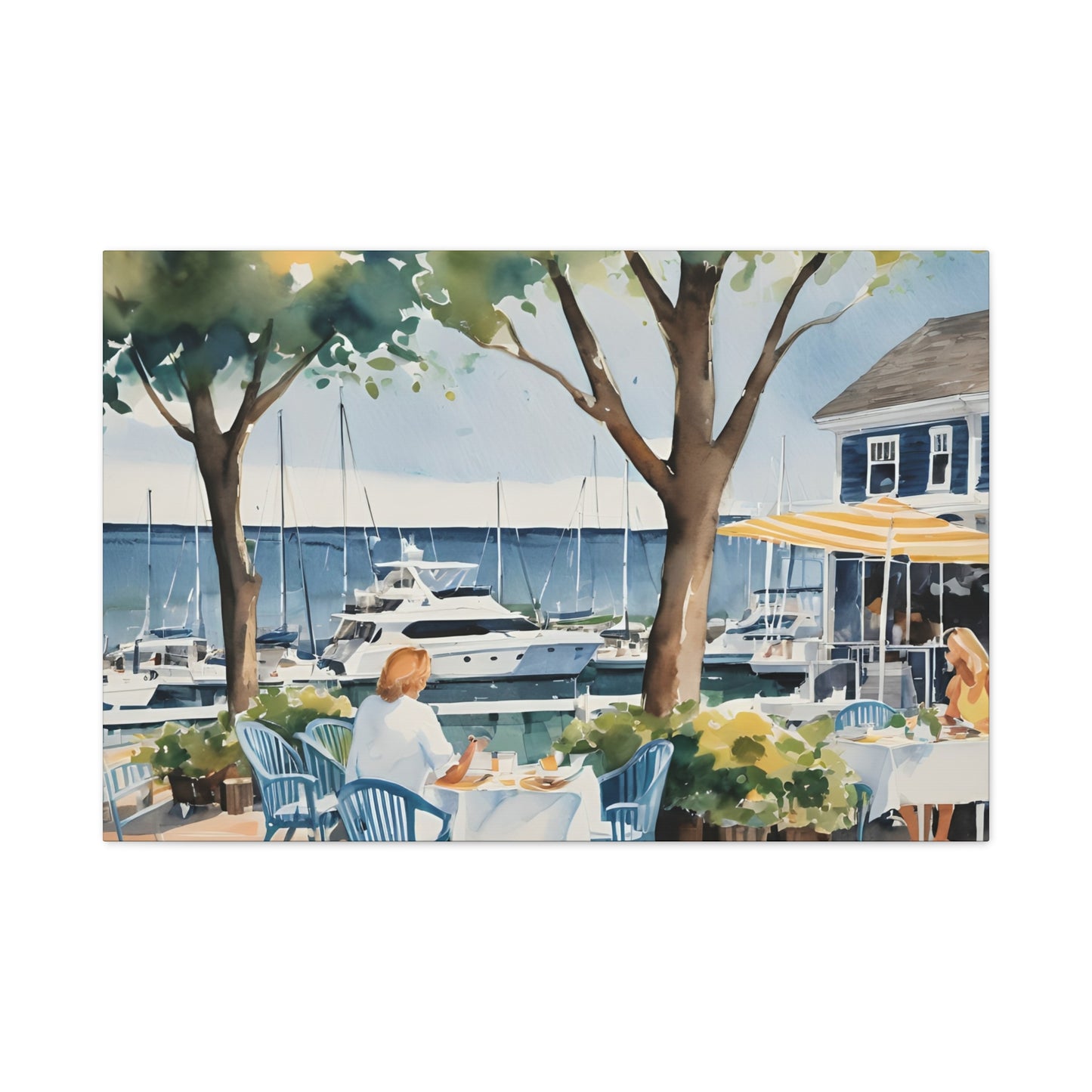 Hamptons Waterfront, Hamptons Watercolor Painting, 3 of many