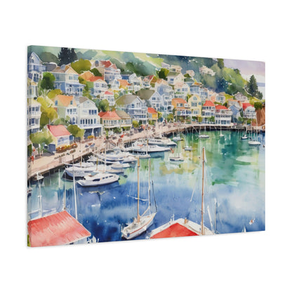 Sausalito California Coastal Vibe, Canvas Painting, 2 of many