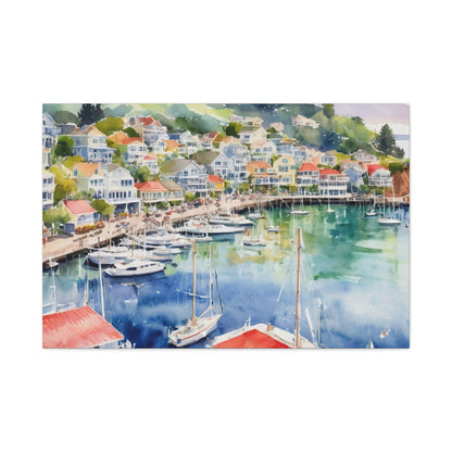 Sausalito California Coastal Vibe, Canvas Painting, 2 of many