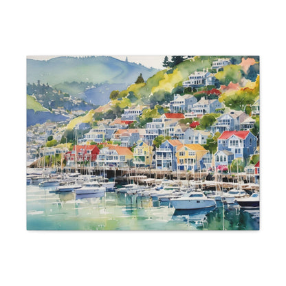 Sausalito California Coastal Vibe, Canvas Painting, 3 of many