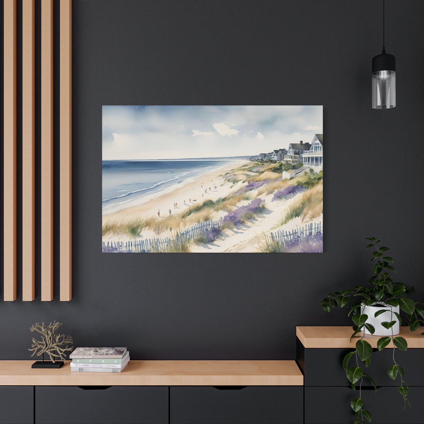 Hamptons Oceanfront Vibe, Watercolor Painting, 4 of many