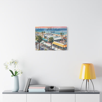 Santa Monica Waterfront, Watercolor Canvas Painting, 1 of many